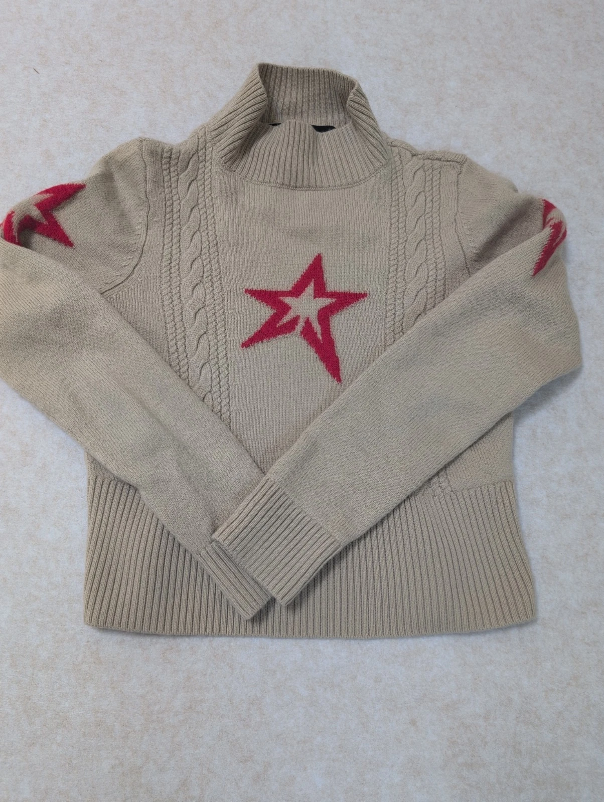 Perfect Moment Merino Wool Star Cable Knit Cropped Base Layer Sweater Size M