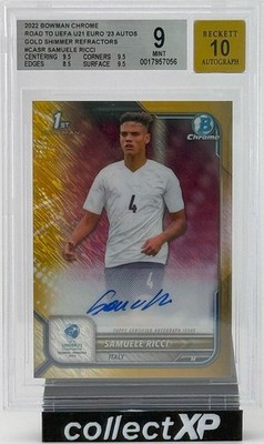 CA-SR Samuele Ricci Autograph 19/50 BGS10 - 2022 Bowman Chrome U21 Euro