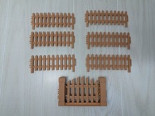 Plastic Dollhouse or farm playset Fence pieces 7-Pc Brown