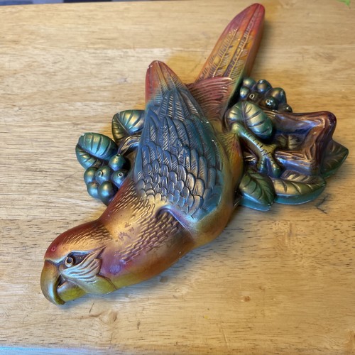 Miller Studio Bird Parrot Chalk Ware Wall Decor 1967 Vintage All Flaws In Photos - Picture 4 of 17