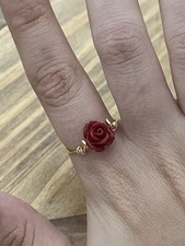 Red Rose Handmade Gold Wire Wrapped Women s Ring Custom Sizing 5-12