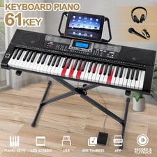 MUSTAR Portable 61Key Electric Light Up Keyboards Pedal,Stand,Headset,Microphone