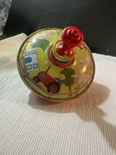 Vintage SPINNING TOP Tin Toy  LBZ  Pre-Owned  Farm Themed