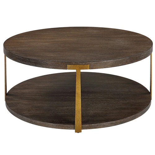 Uttermost Palisade Round Wood Coffee Table - Picture 2 of 5