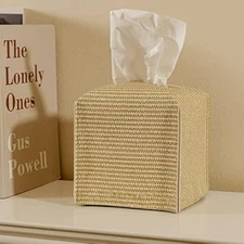 Square tissue box cover - aesthetic desk decor for room, home & office