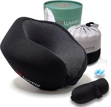 Premium Quality Memory Foam Travel Neck Pillow Bundle - Best Ergonomic Pillow fo