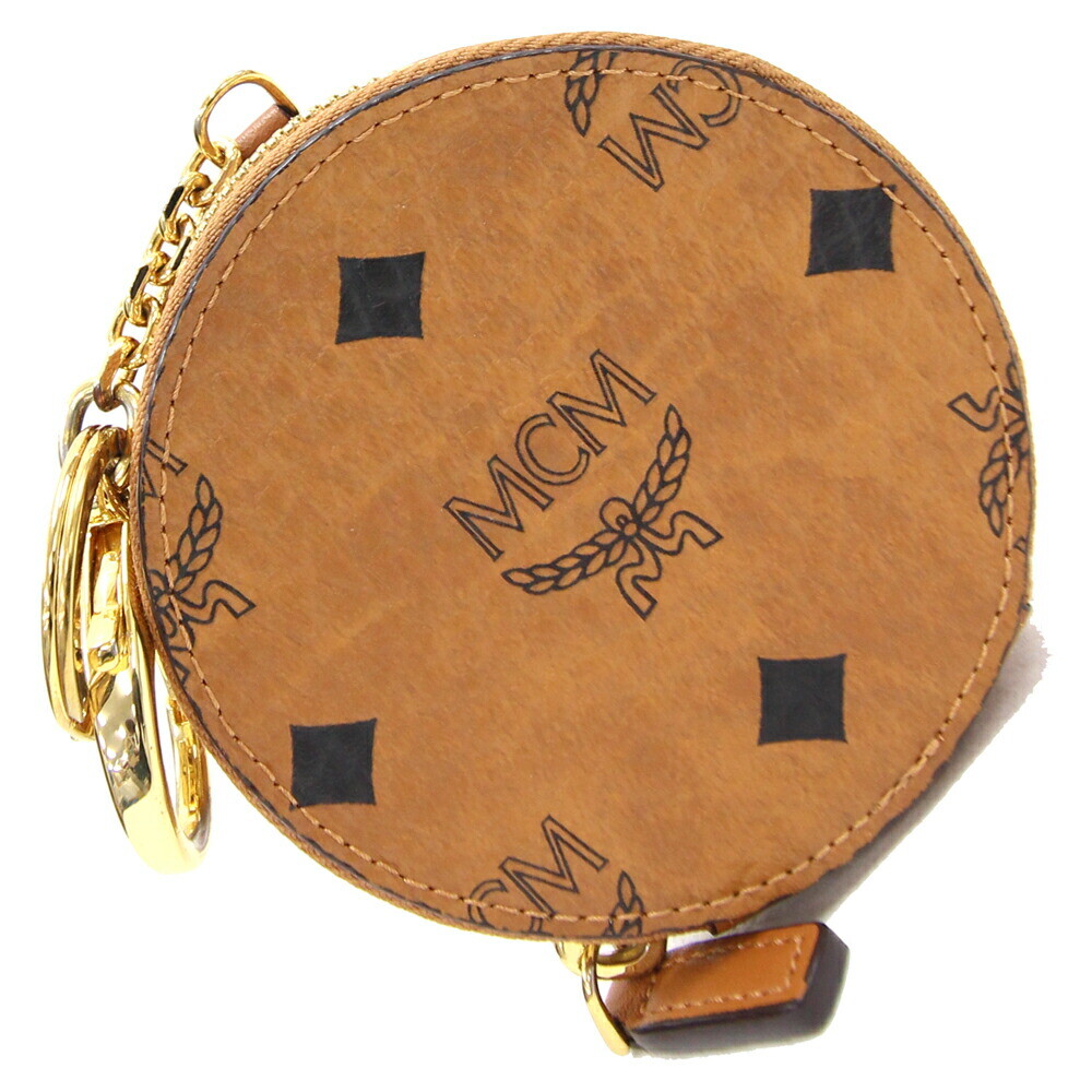 MCM Coin Case Visetos MYI8SVI13 Cognac Leather Used Coin