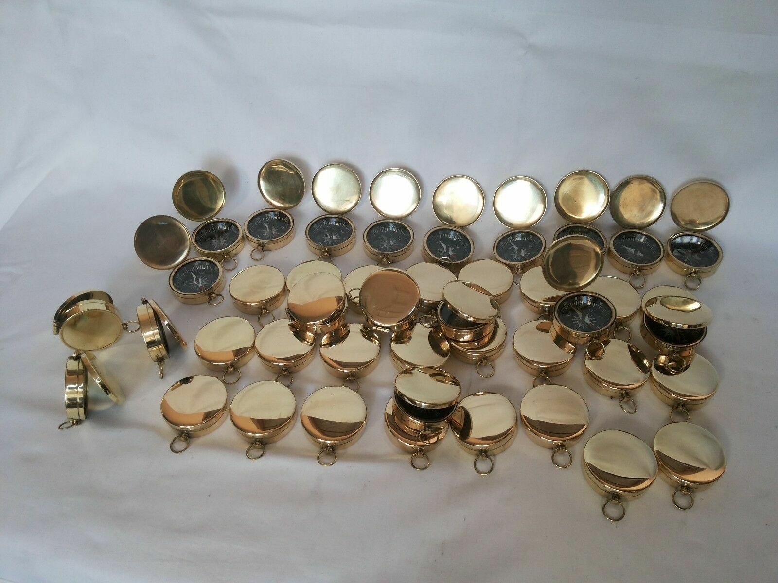 Brass Vintage Pocket Compass 45mm Lot Of 50 Pcs Marine Collectible Decorative 
