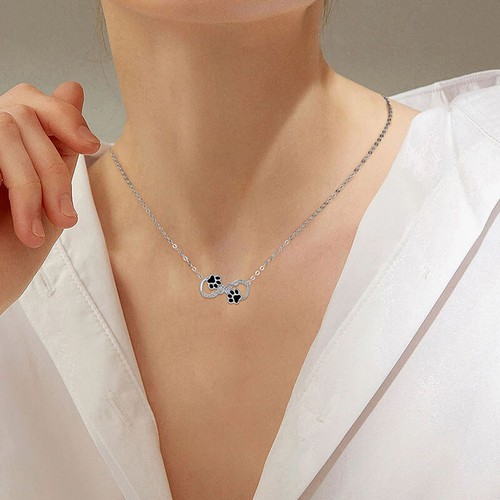 European Women Infinite Claw Pendant Necklace Chain AAA CZ Jewelry Silver Plated - Picture 3 of 5