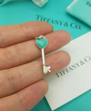 Tiffany & Co. Rare Sterling Silver Enamel Heart Key Charm Pendant ONLY