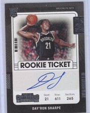 DAY'RON SHARPE 2021-22 PANINI CONTENDERS ROOKIE TICKET VARIATION AUTO RC #129