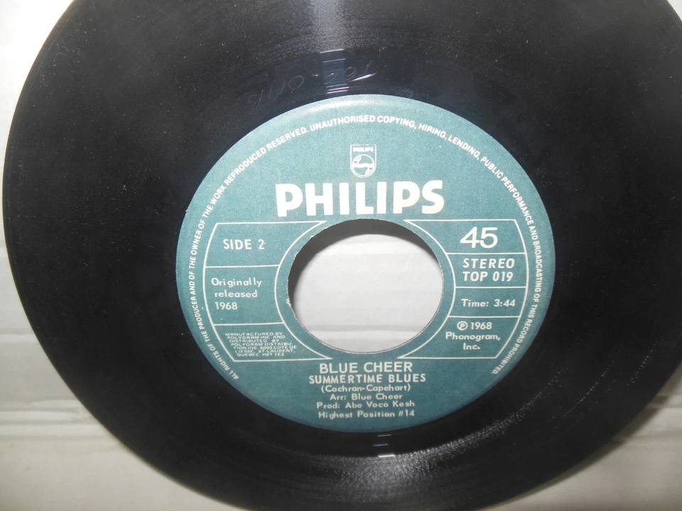 BLUE CHEER / STEAM nr mint 45 rpm SUMMERTIME BLUES b/w NA NA HEY KISS HIM GOODBY - Image 2 of 3