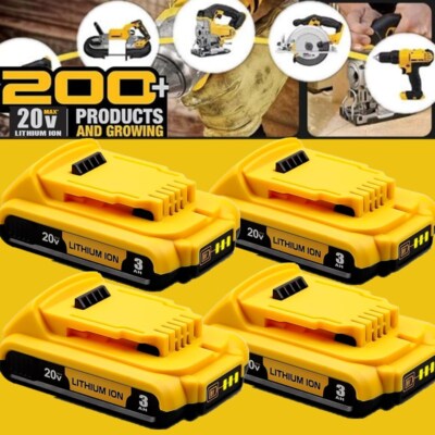 1~4PACK 20V FOR DEWALT 20 Volt MAX Lithium-Ion Battery DCB200 DCB203 DCB201