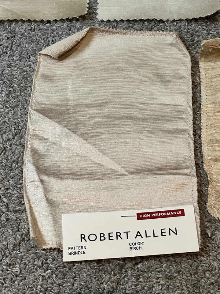 Lote de 8 restos de muestra de tela Robert Allen neutros crema lino blanco artesanías Foto 2 de 4