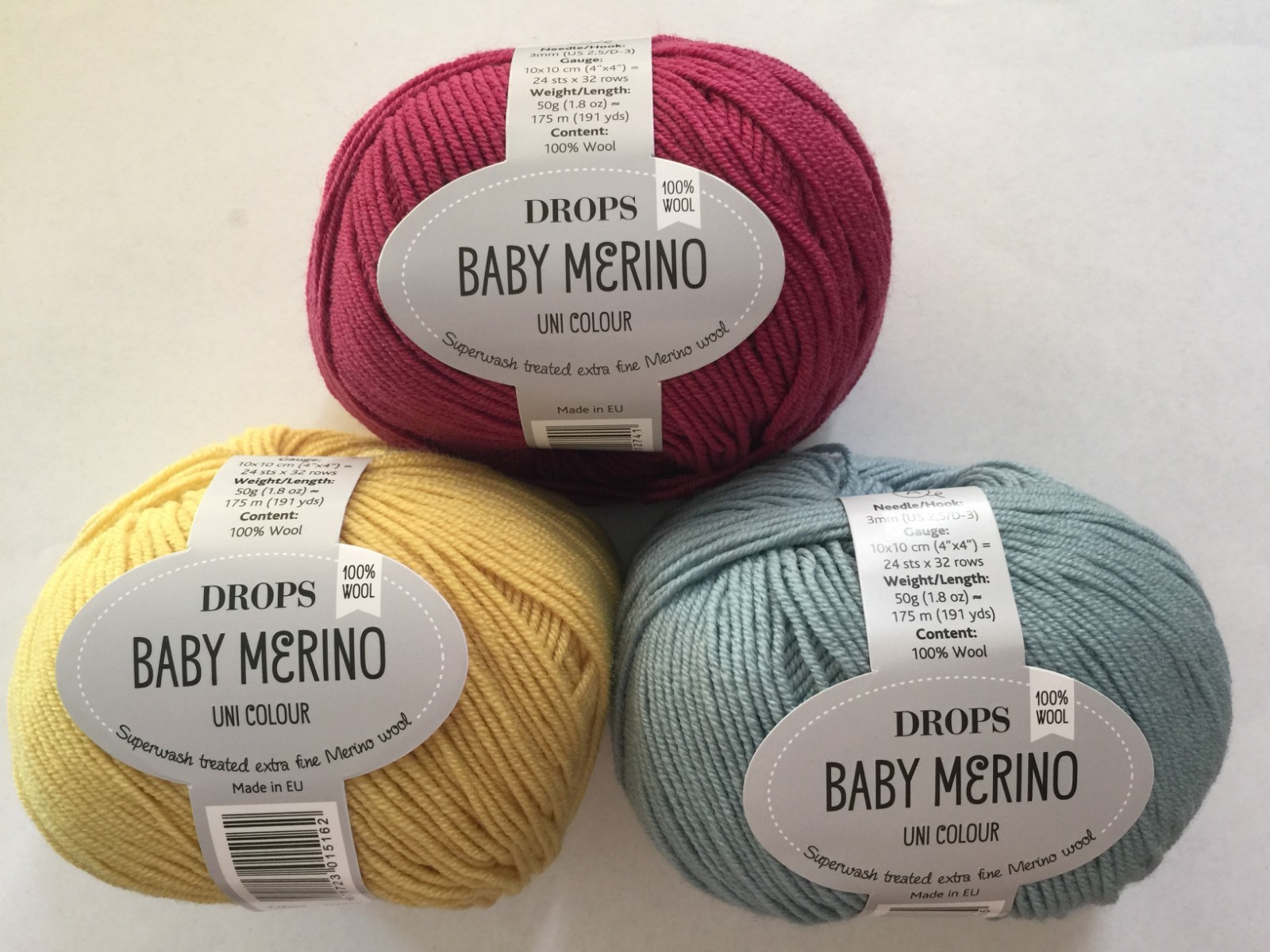 Bebrejde Gå glip af Højttaler DROPS BABY MERINO yarn, 2x50 gr, LOT of 2, 100% SUPERWASH MERINO WOOL | eBay