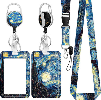 ID Badge Holder with Lanyard, Retractable Badge Reel with Swivel Belt Clip, Deta