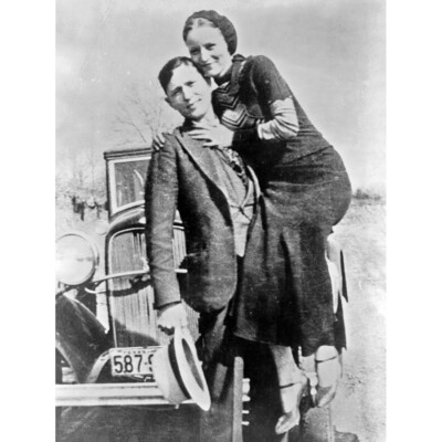 Clyde Barrow Gang Bonnie Parker Kriminal Foto Leinwand Wandbild Kunstdruck Poster