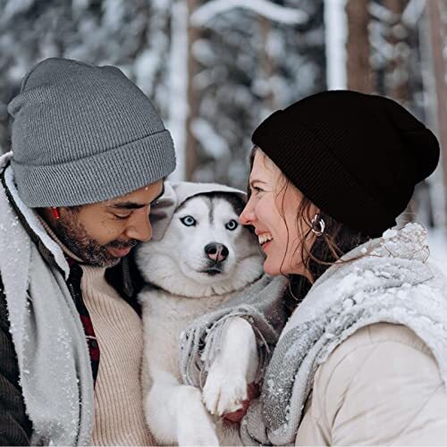 1&2 Pack Beanie for Men Women Slouchy Beanie Hats 2pack-black&light Grey - Bild 6 von 6