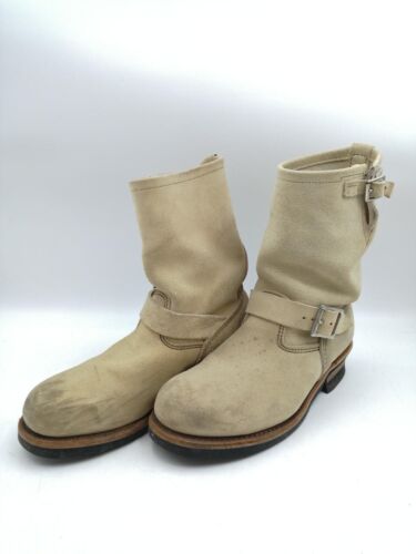 Red Wing 8268 Suede Engineer Boots Beige Size US8 1/2 D Made in USA Footwear - Picture 1 of 6