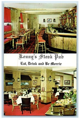 Kenny's Steak Pub Restaurant Dining Room New York City NY Dual View Postcard