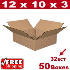 50- 12x10x3 Cardboard Boxes Mailing Packing Shipping Box 32ECT Corrugated Carton
