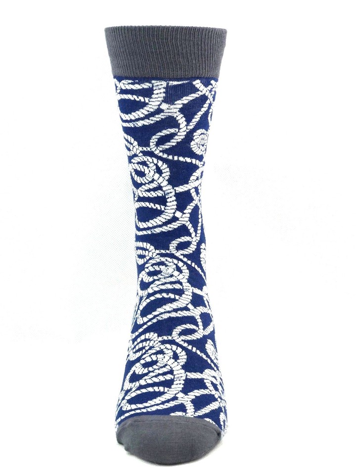 Heels Socks Rope Blue and Gray Heel and Toe with White Rope Design Dress Crew Socks | eBay