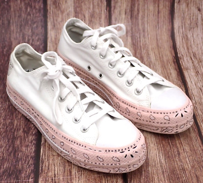 Converse Miley Cyrus X Chuck Taylor All Star Low Lift Size 8 White Pink Paisley