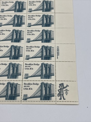 #2041 Sheet of 50 20 Cent Stamps Brooklyn Bridge Centennial MNH Scarce - Picture 4 of 10
