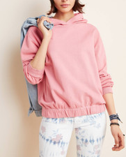 ANTHROPOLOGIE T.La WOMEN'S CORAL CAITLIN OVERSIZED HOODIE SWEATSHIRT Sz L