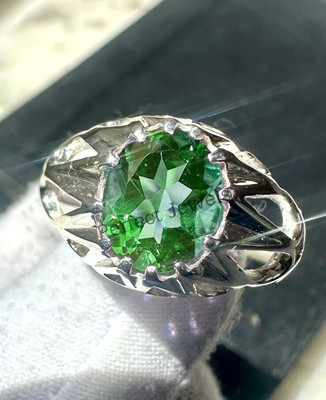 Green Emerald Gemstone Handmade Eing With 925 Sterling Silver Men's Ring Jewelry