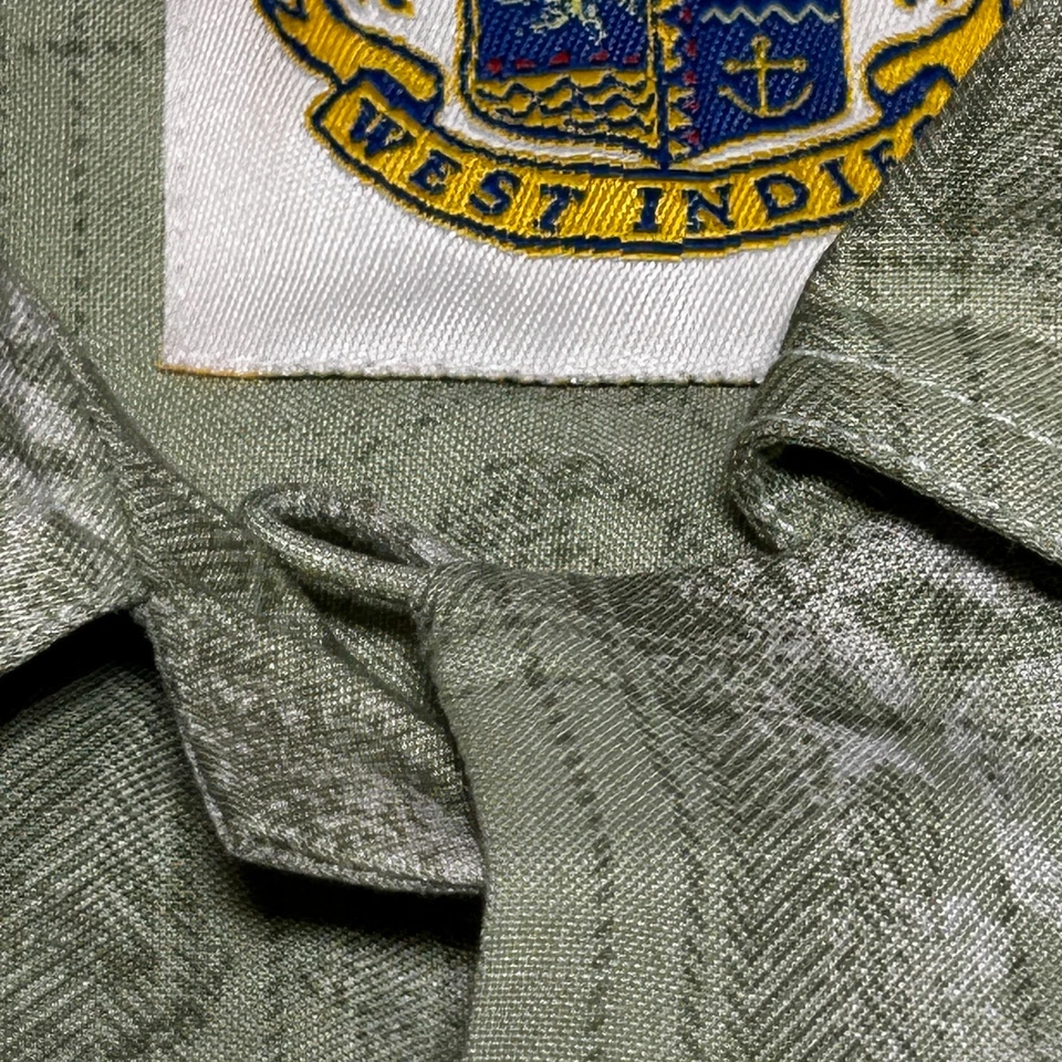 Camisa Pusser's West Indies Para Hombre Cuello Lazo Abotonada Verde XL 100% Seda Foto 4 de 4