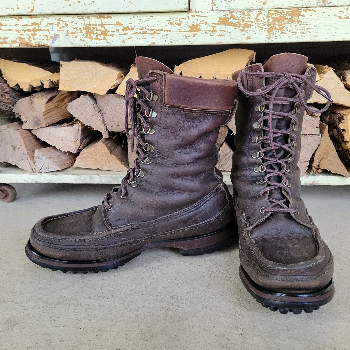 W. C. Russell Moccasin Co Men s Lace Work Boots Hunting Logger 12 E 14490 USA