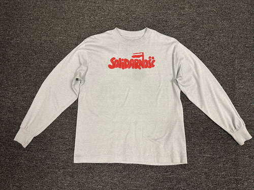 VTG Solidarnosc Polish Trade Union 80s Solidarity Single Stitch LS T-Shirt Sz S - Picture 1 of 11