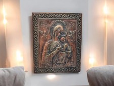 Objet religieux Belle Reproduction en Cire Icône de la Vierge à l’Enfant