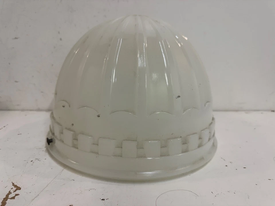 Antique 1913 Brascolite Milk Glass Pendant Greek Keys Light Shade Fixture - Image 3 of 4