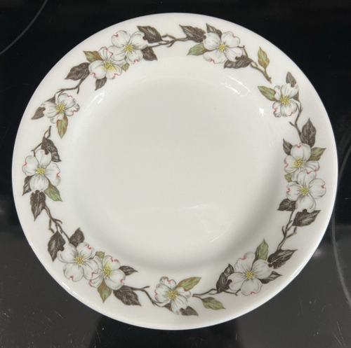Plato de 4 hojas verdes flores blancas Shenango China Dogwood 6,25" vintage años 50 EE. UU. - Imagen 6 de 10