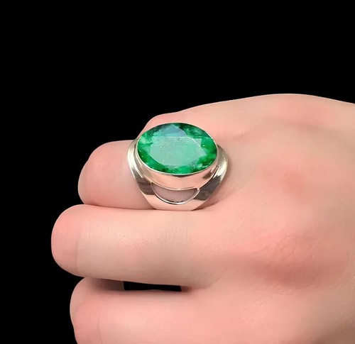 Green Emerald Ring 925 Sterling Silver Handmade Ring Women Gift Ring - 第 2/10 張圖片