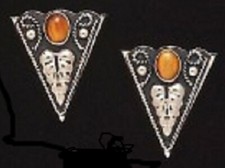 New Western Austin Accent Collar Tips Tiger Eye Black  Silver - 1 1/4  X 1 1/2  