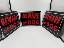 NEW Set Of 3 Hillman Beware Of Dog Aluminum Sign Black  Red 10" x 14" 840143