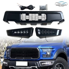 Front Bumper Assembly w/LED DRL Rpt Style For 2015-2017 F150 Matte Black Steel