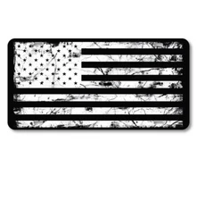 Black White American Flag Vanity License Plate Car Truck Accessory distressed 