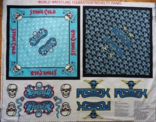 WWF Wrestling Novelty Fabric Panel Pillow Scarf Stone Cold Rock Glow Masks