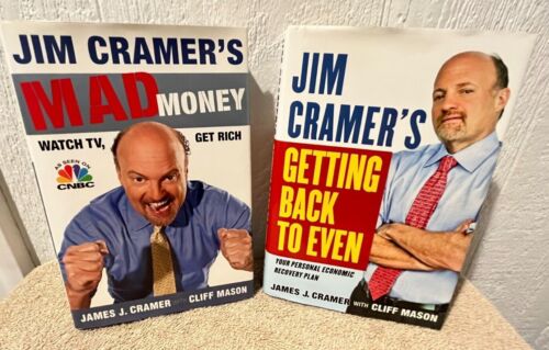 Jim Cramer's Mad Money & Getting Back To Even (2) Book Hardcover Set Investing