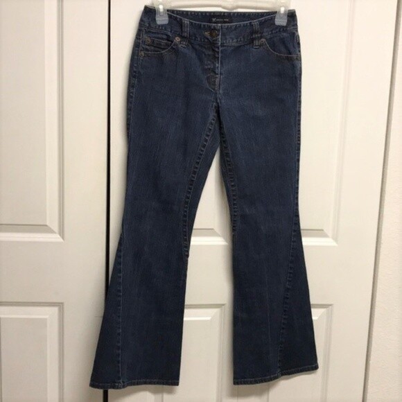 INC Blue Denim Low Rise 5 Pocket Stretch Flare Jeans Size 6