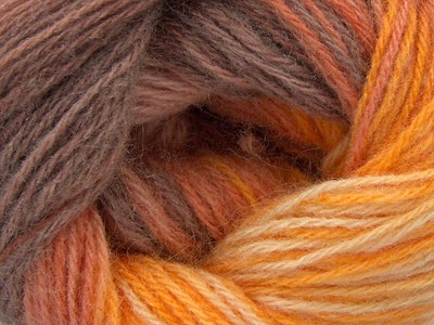 LOT OF 4 Ice ANGORA BATIK Yarn #77531 SALMON GOLD CREAM Fine Weight STRIPING