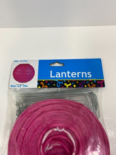 12 Pack 4.5" Chinese Round Lanterns Pink Paper Lantern Hanging Lanterns NIP - Picture 2 of 4