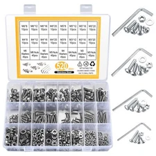 520pcs Screws Bolts and Nuts and Washers Assortment Set Metric M4 M3 M2 Stai...
