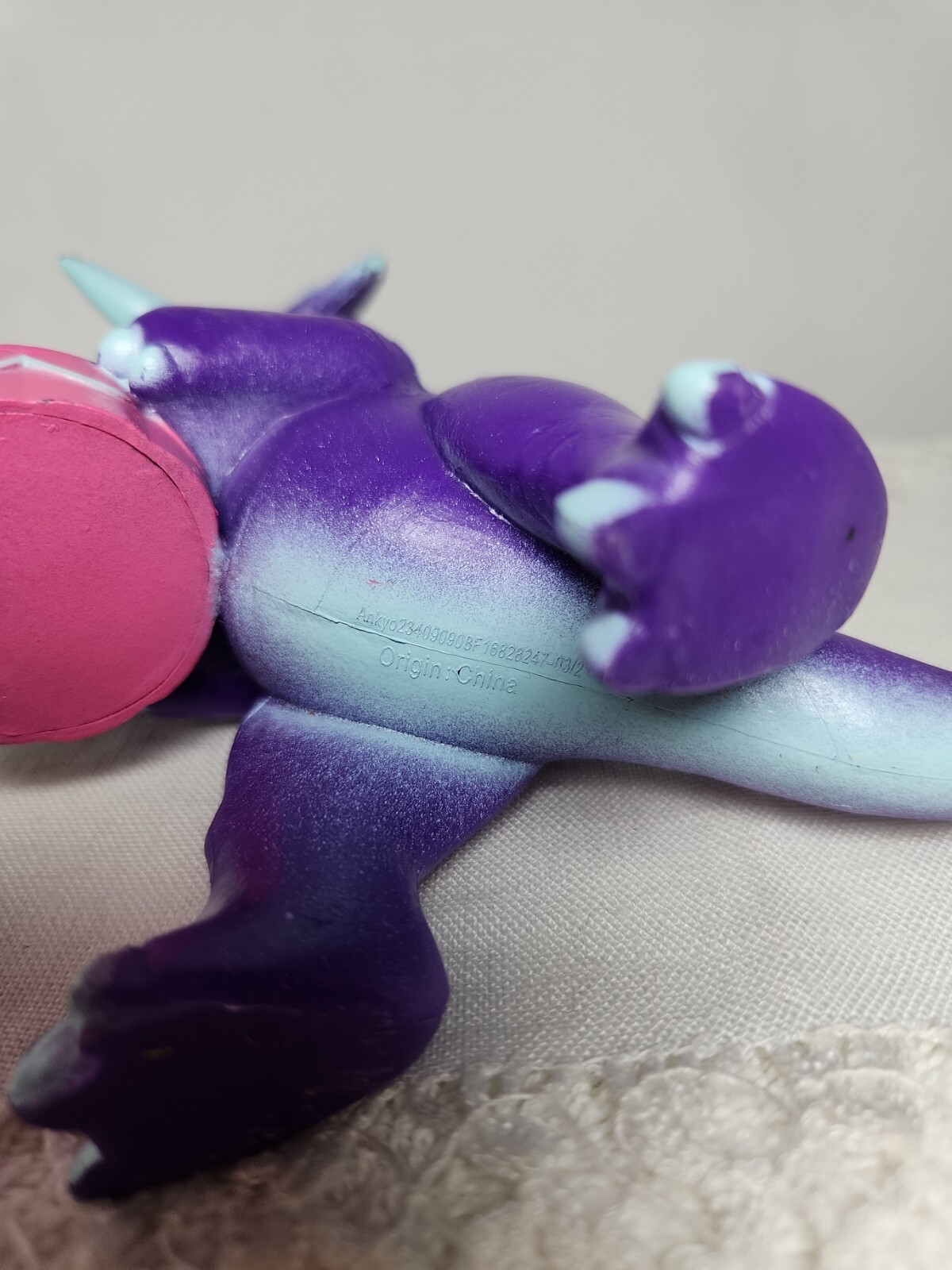 ANKYO Purple TRICERATOPS Dinosaur Playing Pink Drums Toy Figure Cake Topper 5.5"