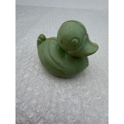 Vintage Green Rubber Duck Toy Bath Playtime Fun Collectible Rattle T5
