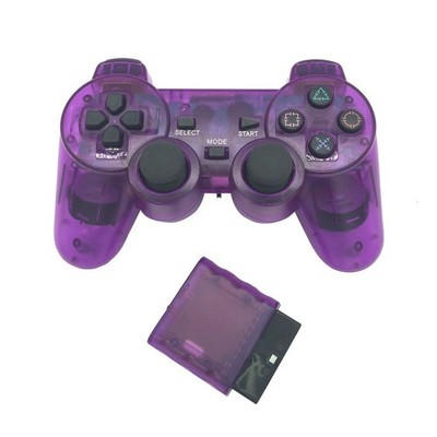 Wireless PS2 Gamepad Controller 2.4G Dual Vibration Transparent Joystick Clear